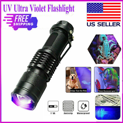 #ad 5W High Power LED UV Torch 395nm Ultra Violet Flashlight Blue Purple Light Lamp $7.29