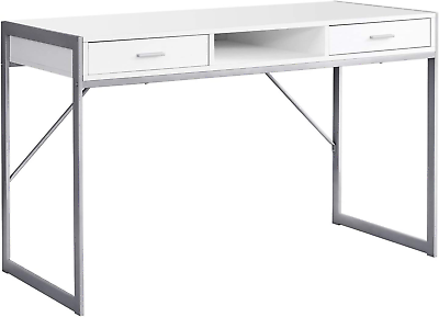 #ad Contemporary Laptop Table with Drawers and Shelf Home amp; Office Computer Desk Met $281.99