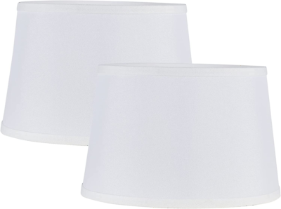 #ad #ad Medium White Lamp Shades Set of 2 Large Drum Lampshades for Table Lamp $48.99