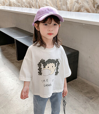 #ad Toddler Baby Girls Short Sleeve Oversized Over Fit Summer Top Tee Shirts Outfits $11.99