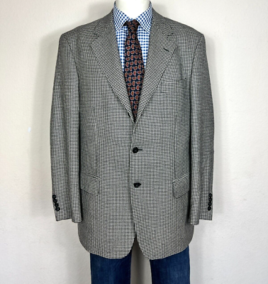 #ad Paul Fredrick Sport Coat Jacket 2 Button Houndstooth Wool Men#x27;s 42L $44.99
