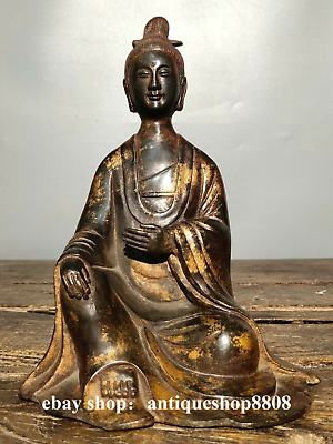 #ad 9quot; Tibet Buddhism Bronze Gilt Free Quan Guan Yin Kwan yin Goddess Buddha Statue $226.04