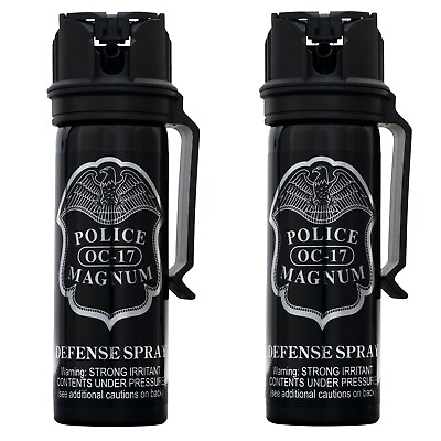 #ad Pepper Spray Police Magnum 2 pack 3oz Flip Top Belt Clip Fog OC Defense Security $19.99
