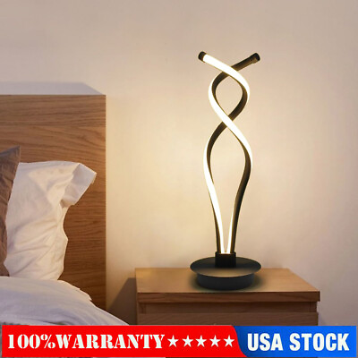 #ad Modern LED Spiral Table Lamp Bedside Desk Decoration Room Curved Light Black $26.00