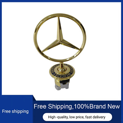 #ad Gold Front Hood Ornament Mounted Star Logo Emblem for Mercedes Benz C E S AMG $14.88