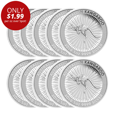 #ad 1 oz Australian Silver Kangaroo Coin Random Year Lot of 10 ON SALE $288.60