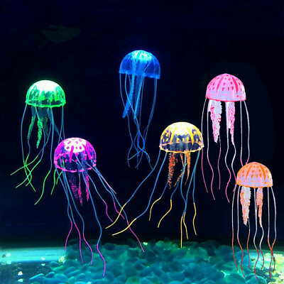 #ad 8PCS Jellyfish Aquarium Decoration Artificial Glowing Effect Fish Tank Ornament $10.90