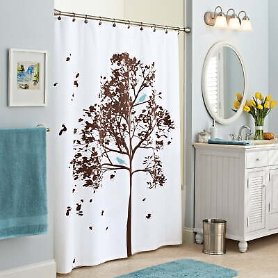 #ad Farley Tree Design Fabric Shower Curtain 72quot; x 72quot; Brown $15.19