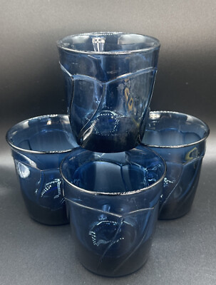 #ad Noritake Sweet Swirl Dark Blue Midnight Double Old Fashioned Glasses Set Of 4 $29.00