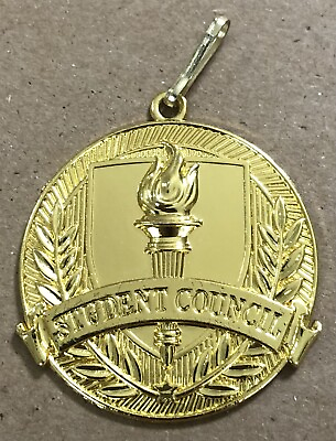 #ad Vintage Student Council Medal Gold Tone Metal EUC $6.72