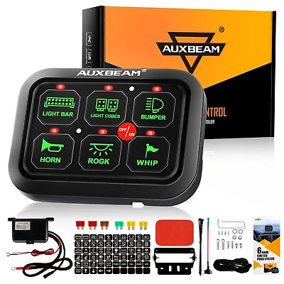 #ad AUXBEAM 6 Gang LED Work Lights Control Switch Panel Relay Circuit System On off $112.99