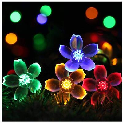 #ad Solar Outdoor String Lights 50LED Flower Shaped Christmas Lights for Patio Ga... $22.58