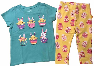 #ad Gymboree The Children#x27;s Place 4T Girls Top amp; Capri 2 PC Chick#x27;s and Eggs NWT $18.49