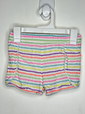#ad Garanimals Stripe Shorts Girls Size 4T Neon Rainbow Pull On $2.59