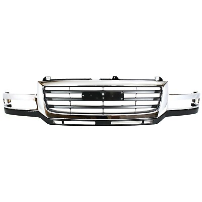 #ad Grille 03 07 For GMC Sierra 2500 3500 HD Chr Shell w Black Insert Fit 07 Classic $296.88