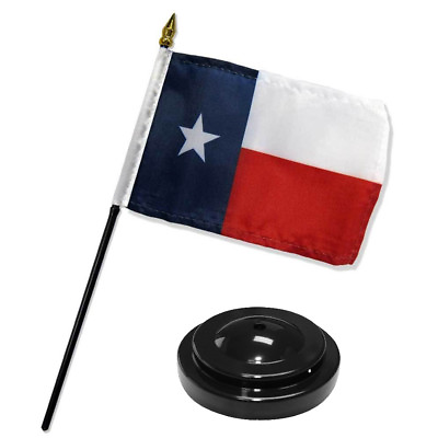 #ad Texas State 4quot;x6quot; Flag Desk Set Table Stick Black Base $6.94