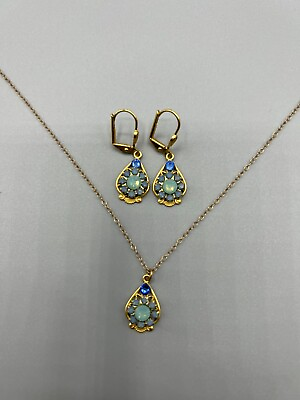 #ad Clara Beau Ornate Swarovski Crystal Mosaic Teardrop Necklace and Earrings Set $42.00