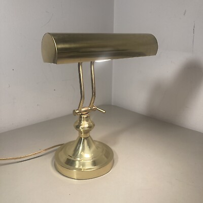 #ad Vintage Bankers Lamp Underwriter Brass Bankers Desk Piano Lamp 14” T 9.5” W $26.99