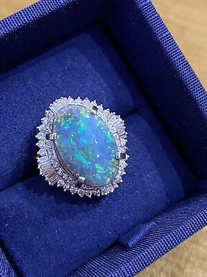 #ad GIA 5.39 cts Black Opal amp; Diamond Ballerina Cocktail Ring in Platinum HM2290AN $6300.00