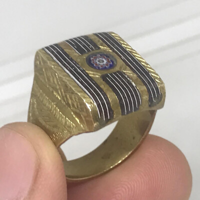 #ad Heavy Biker Tuargue Minimalist Brass Men#x27;s Ring Jewelry Vintage Gold Color SZ 9 $18.00