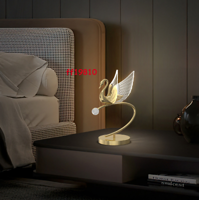 #ad Nordic Swan Table Lamp Gold Night Light LED Desk Lighting Stydy Bedroom Decor $167.16