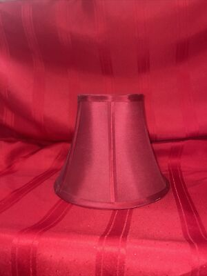#ad Burgundy Satin Fabric Lamp Shade White Interior Fabric 9” bottom D 5” top D $9.79
