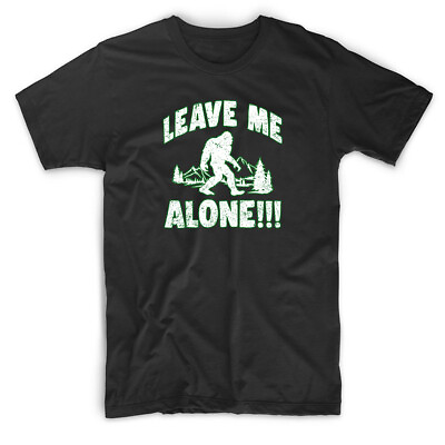 #ad Men#x27;s Bigfoot Leave Me Alone F42 Black T Shirt Sasquatch Big Foot Yeti Wildlife $11.99