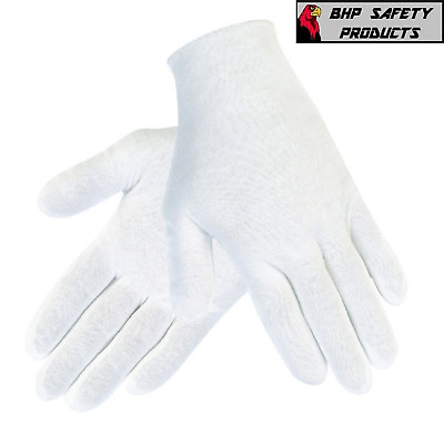 #ad #ad 12 PAIR 1DZ WHITE INSPECTION COTTON LISLE GLOVES COIN JEWELRY LIGHTWEIGHT $8.75