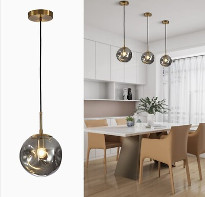 #ad Mid Century Modern Hanging Pendant Light Fixture Gold Globe 1 Light Kitchen Isla $39.99