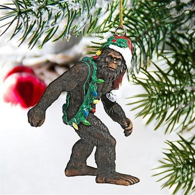 #ad Bigfoot Holiday Yeti Holiday Ornament christmas bauble decoration in santa hat $9.00