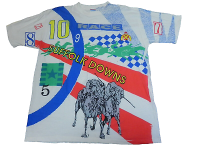 #ad VTG Horse Racing Shirt Adult Extra Large Suffolk Downs Race Single Stitch Mens $126.34