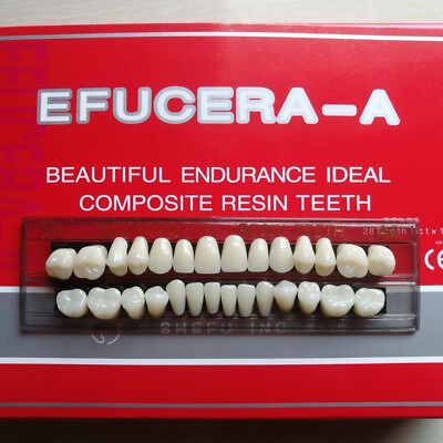 #ad 28pcs set Acrylic Resin Teeth Shade A2 A3 Dental Full Set Denture Upper Lower $6.29