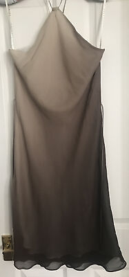 #ad Silk Dress MAX STUDIO Cream Brown Ombré UK Size M GBP 35.00