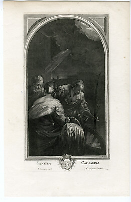 #ad Antique Master Print SAINT CATHERINE CATHARINE Coelemans after Bassano 1767 $261.00