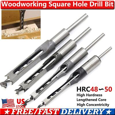 #ad 4 6Pcs Square Hole Saw Drill Bits Woodworking Mortising Chisel Drill Bit Set US $11.68