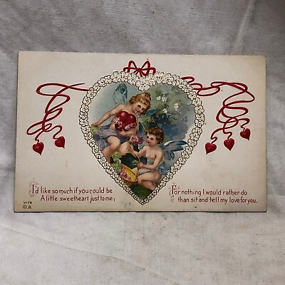 #ad Vintage Valentine#x27;s Day Postcard Hearts and Cupids $8.99