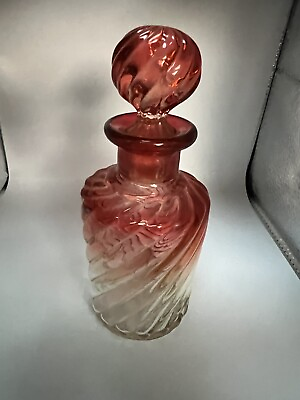 #ad Baccarat Rose Tiente French Swirl Antique Dresser Bottle Rosette Top 6.25quot; c1930 $67.15