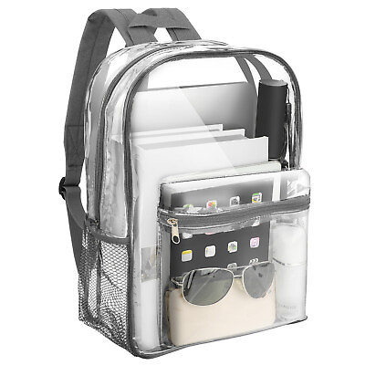 #ad Clear Backpack Heavy Duty PVC Transparent Shoulder Handbag Waterproof School Bag $7.19