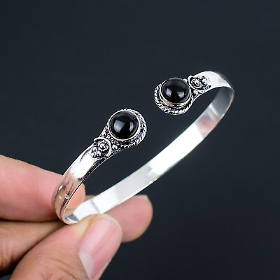 #ad Black Onyx Gemstone Ethnic Handmade Adjustable Bangle Jewelry Gift BB 011 $4.99
