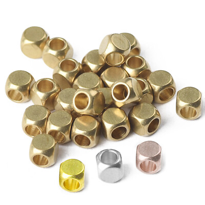#ad Cube 2mm 3mm 4mm 5mm 6mm Brass Metal Gold Silver Loose Spacer Beads Lot DIY $1.99