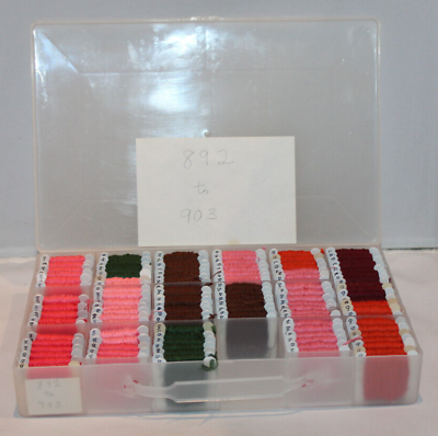 #ad lot of vintage DMC embroidery thread assorted colors ##892 908 with plastic case $9.97