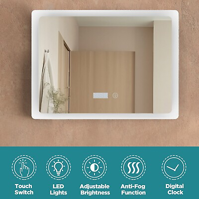 #ad Smart Bathroom Mirror 3 Color LED Mirror Illuminated Wall Mounted Touch Sensor $129.99