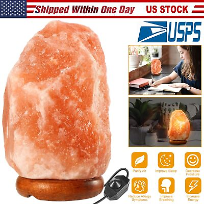 #ad Natural Crystal Rock Salt Lamp Air Purifier Dimmer Switch Hand Carved Table Lamp $23.55