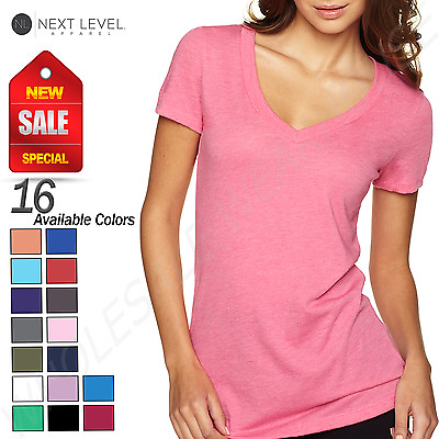 #ad NEW Next Level Ladies Premium Fit Triblend Deep V Neck T Shirt M 6740 $6.20