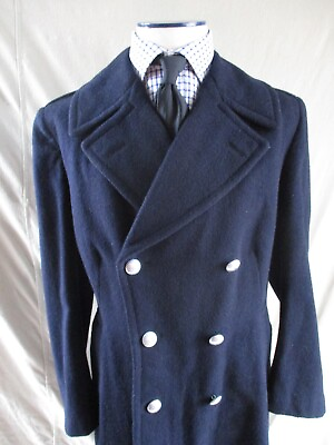 #ad #ad France French vintage blue heavy wool military long WWII pea coat 33 Small $129.99