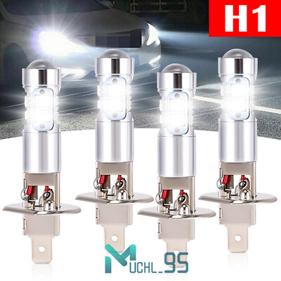 #ad 4x H1 LED Headlight Bulbs Conversion Kit High Low Beam 6500K Super Bright White $19.99