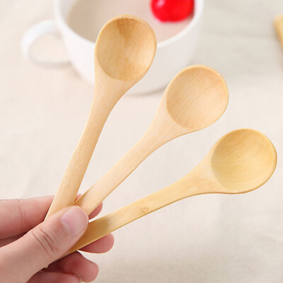 #ad 6pcs Soup Spoon Easy to Clean Sturdy Kitchen Wooden Spoon Wood $7.31