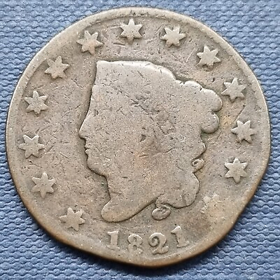 #ad 1821 Coronet Matron Head Large Cent 1c Circulated #61647 $49.99