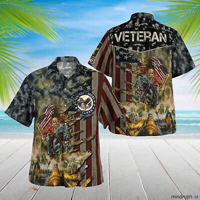 #ad Veteran Flag US Short Sleeve Tropical Hawaiian Shirt For Men Women Size S 5XL $37.92