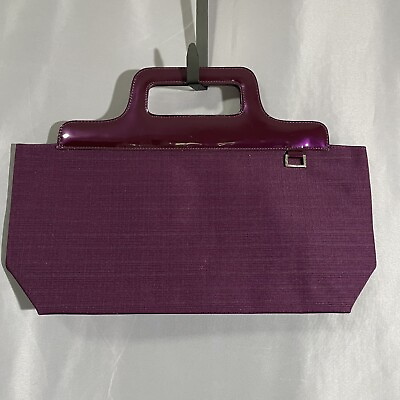 #ad Purple Canvas and Iridescent Patent Leather Tote 17 x 8 NWOT $15.00